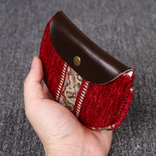 Load image into Gallery viewer, Minimalist Style Leather Carpet Coin Purse&lt;br&gt;Floral Stripes
