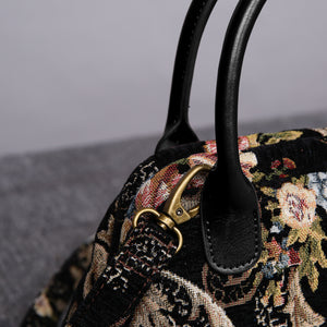 Carpet Handbag<br>Floral Black