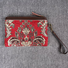 Load image into Gallery viewer, Carpet Clutch &amp; Wristlet&lt;br&gt;Victorian Blossom Red/Gold
