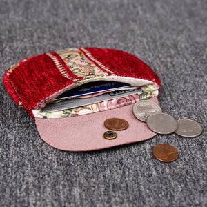 Minimalist Style Leather Carpet Coin Purse<br>Floral Stripes