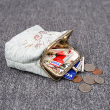 Load image into Gallery viewer, Vintage Carpet Coin Purse Double Kiss Lock&lt;br&gt;Bouquet Pattern
