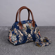Load image into Gallery viewer, Carpet Handbag&lt;br&gt;Floral Blue
