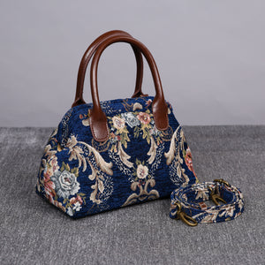 Carpet Handbag<br>Floral Blue