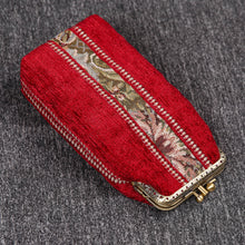 Load image into Gallery viewer, Vintage Carpet Glasses Case Double Kiss Lock&lt;br&gt;Floral Stripes
