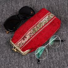 Load image into Gallery viewer, Vintage Carpet Glasses Case Double Kiss Lock&lt;br&gt;Floral Stripes

