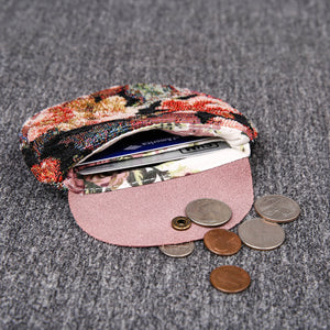 Minimalist Style Leather Carpet Coin Purse<br>Floral Rose