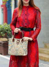 Load image into Gallery viewer, Mini Carpet Tote&lt;br&gt;Golden Age Blue
