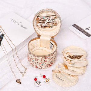 Round Jewelry Case<br>Blossom Tan