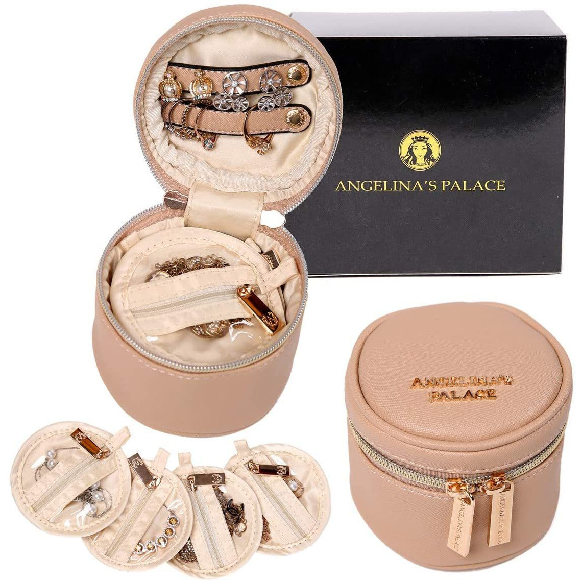 Round Jewelry Case Light Fawn