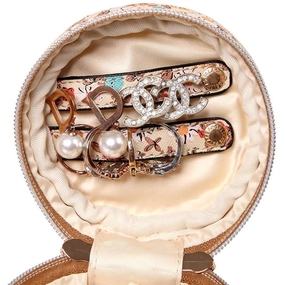 Round Jewelry Case<br>Blossom Tan