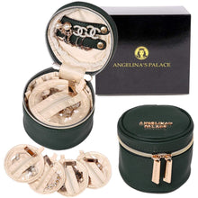 Load image into Gallery viewer, Round Jewelry Case&lt;br&gt;Deep Evergreen
