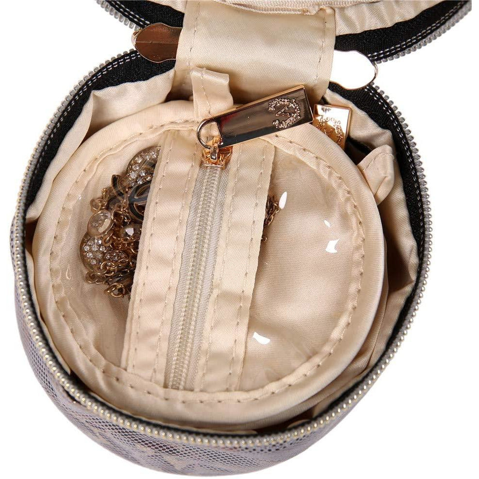 Round Jewelry Case Metallic Silver