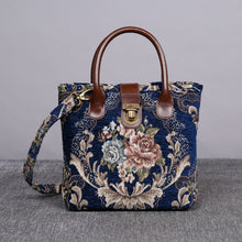 Load image into Gallery viewer, Mini Carpet Tote&lt;br&gt;Floral Blue
