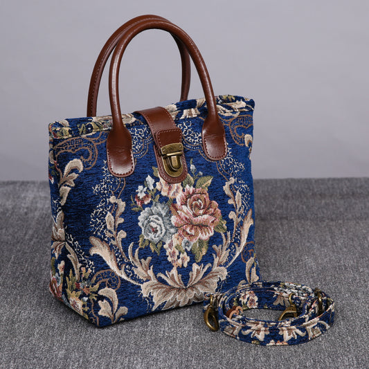 Mini Carpet Tote Floral Blue