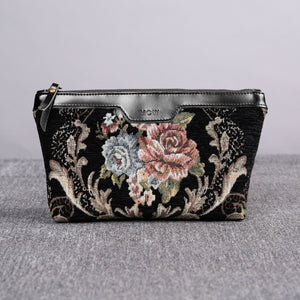 Carpet Makeup Bag<br>Floral Black