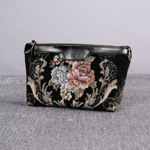 Carpet Makeup Bag<br>Floral Black