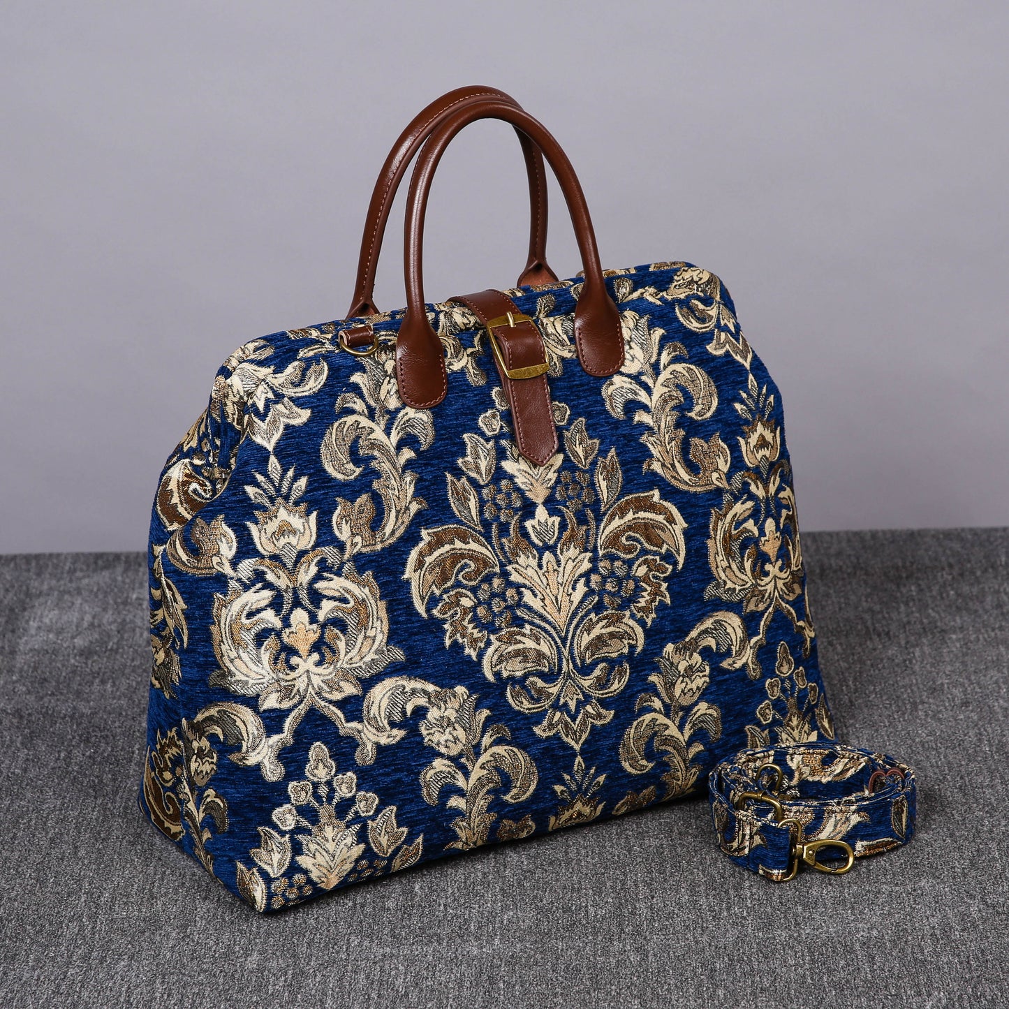 Mary Poppins Carpet Bag Victorian Blossom Blue/Gold