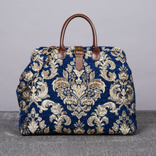 Load image into Gallery viewer, Mary Poppins Carpet Bag&lt;br&gt;Victorian Blossom Blue/Gold

