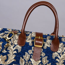 Load image into Gallery viewer, Mary Poppins Carpet Bag&lt;br&gt;Victorian Blossom Blue/Gold
