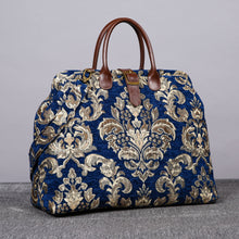Load image into Gallery viewer, Mary Poppins Carpet Bag&lt;br&gt;Victorian Blossom Blue/Gold
