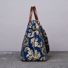 Load image into Gallery viewer, Mary Poppins Carpet Bag&lt;br&gt;Victorian Blossom Blue/Gold
