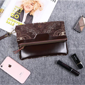 Carpet Clutch & Wristlet<br>Floral Coffee