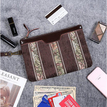 Load image into Gallery viewer, Carpet Clutch &amp; Wristlet&lt;br&gt;Floral Stripes Coffee
