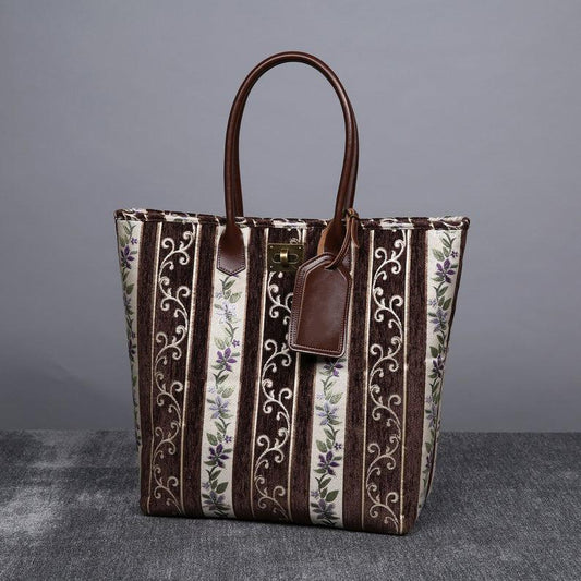 Carpet Tote Victorian Stripes Coffee