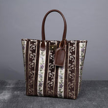 Load image into Gallery viewer, Carpet Tote&lt;br&gt;Victorian Stripes Coffee
