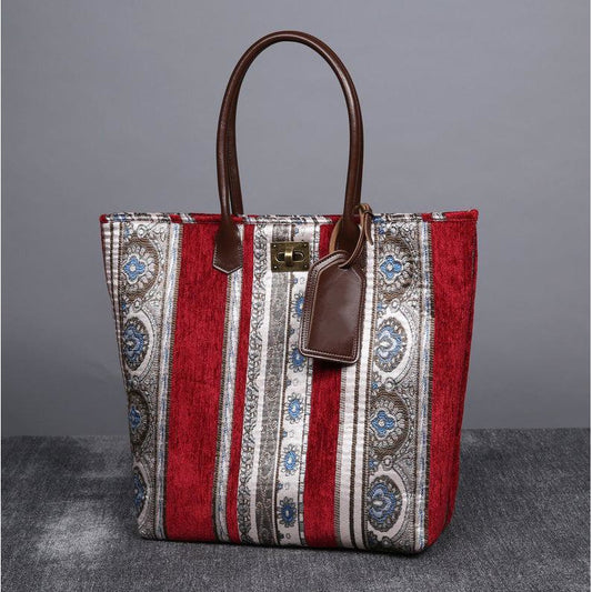 Carpet Tote Ethnic Stripes Wine