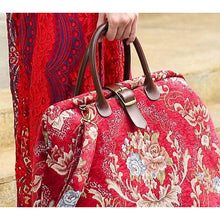 Load image into Gallery viewer, Mary Poppins Carpet Bag &lt;br&gt;Floral Wine
