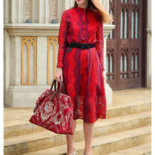 Load image into Gallery viewer, Mary Poppins Carpet Bag &lt;br&gt;Floral Wine
