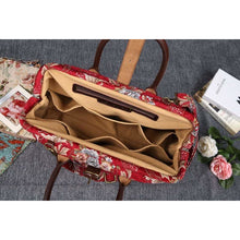 Load image into Gallery viewer, Mary Poppins Carpet Bag &lt;br&gt;Floral Wine
