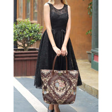 Load image into Gallery viewer, Carpet Tote&lt;br&gt;Floral Coffee
