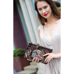Carpet Clutch & Wristlet<br>Floral Coffee