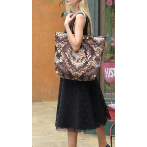 Carpet Tote<br>Floral Coffee