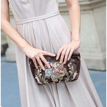 Load image into Gallery viewer, Carpet Makeup Bag&lt;br&gt;Floral Coffee
