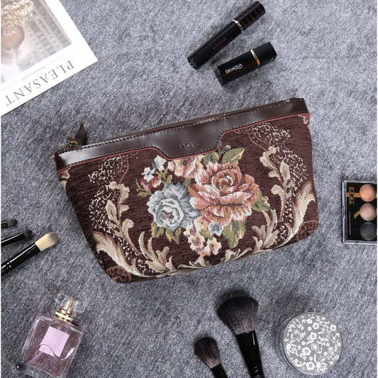 Carpet Makeup Bag Floral Coffee