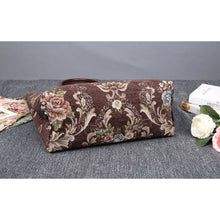 Load image into Gallery viewer, Carpet Tote&lt;br&gt;Floral Coffee
