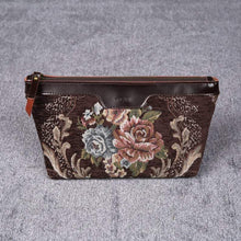 Load image into Gallery viewer, Carpet Makeup Bag&lt;br&gt;Floral Coffee
