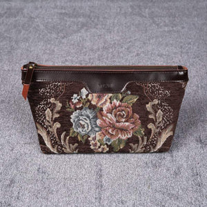 Carpet Makeup Bag<br>Floral Coffee