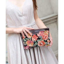 Load image into Gallery viewer, Carpet Clutch &amp; Wristlet&lt;br&gt;Floral Rose
