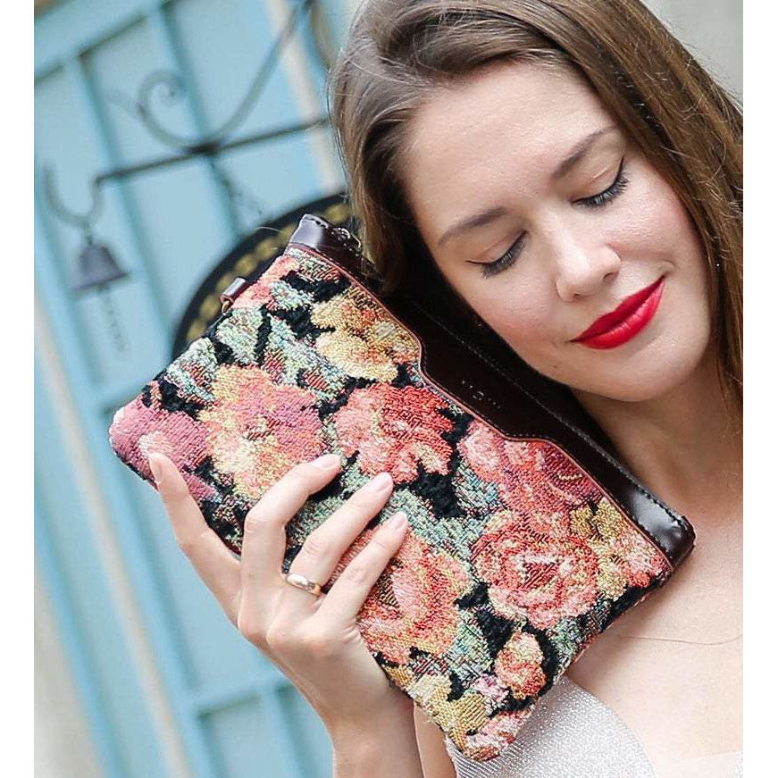 Carpet Clutch & Wristlet Floral Rose