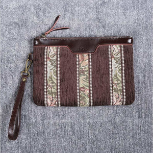 Carpet Clutch & Wristlet<br>Floral Stripes Coffee