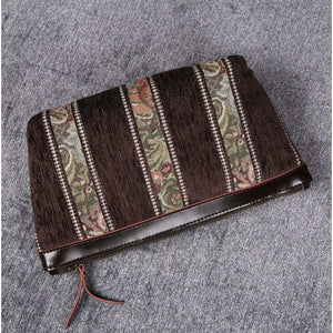 Carpet Makeup Bag<br>Floral Stripes Coffee