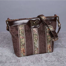 Load image into Gallery viewer, Carpet Crossbody Bag&lt;br&gt;Floral Stripes Coffee
