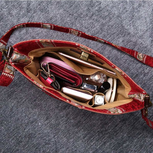 Carpet Crossbody Bag<br>Floral Stripes Red
