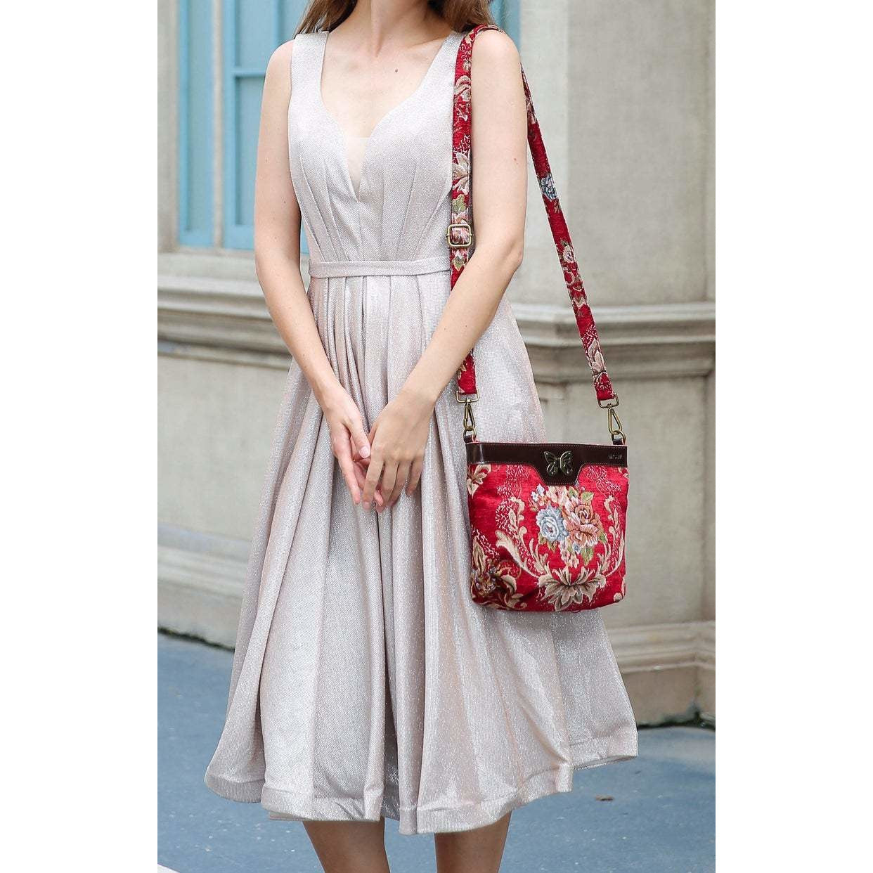 Carpet Crossbody Bag Floral Wine