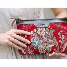 Load image into Gallery viewer, Carpet Clutch &amp; Wristlet&lt;br&gt;Floral Wine
