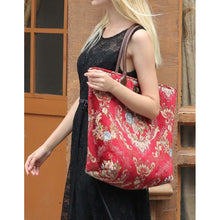 Load image into Gallery viewer, Carpet Tote&lt;br&gt;Floral Wine
